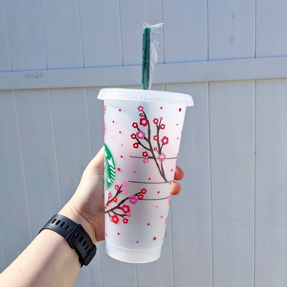 cherry blossom inspired starbucks cup tumbler - Picture 4 of 8